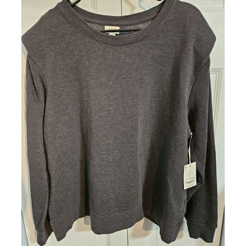 A.N.A.‎ A New Approach Womens Sweatshirt Dark Gray Crew Shoulder Pads 1X NWT